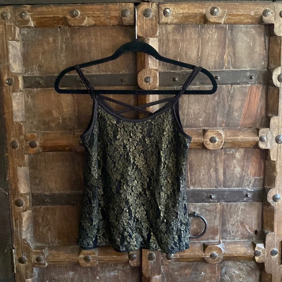 Y2K lace gold and black tank top - Picture 1 of 8